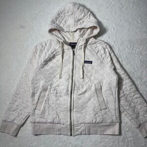 Patagonia Women's Size Small Organic Cotton Quilt Hoody Full Zip Jacket Oatmeal‎